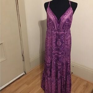 Vibrant Purple Patterned Maxi Dress
